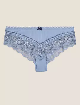 Трусы-бразилиана с низкой посадкой и кружевной отделкой
