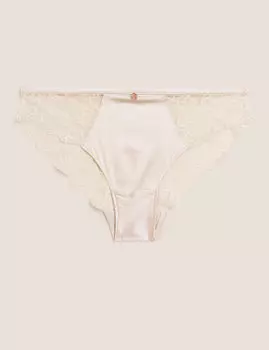 Трусы-бразилиана с шелком и кружевом