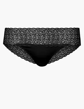Трусы-бразилиана с широким кружевным поясом