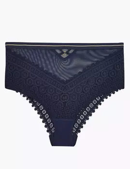 Трусы-бразилиана с высокой талией и кружевной отделкой
