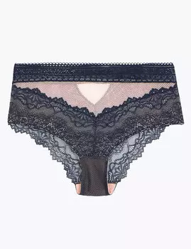 Трусы-бразилиана с завышенной талией и кружевом Mia