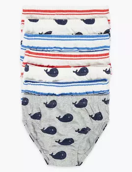 Трусы-брифы с изображением китов и полосок (7 ш.т)