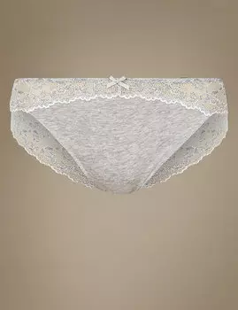 Трусы-хайлег хлопковые с кружевом