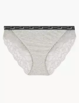 Трусы-хайлег из хлопка и кружева