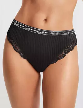 Трусы-хайлег из хлопка и кружева