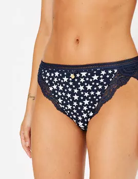 Трусы-хайлег из хлопка с кружевами