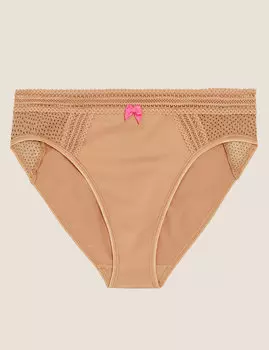 Трусы-хайлег из микрофибры с сетчатыми вставками