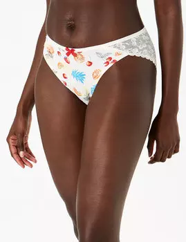 Трусы-хайлег с фруктовым принтом