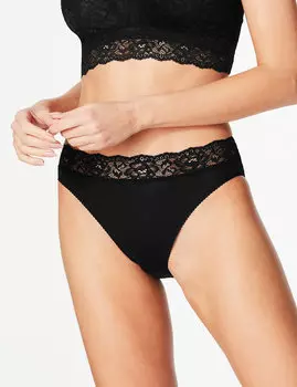 Трусы-хайлег с изысканным цветочным кружевом (5 шт)
