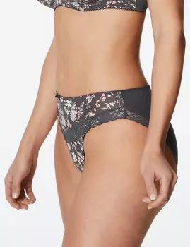 Трусы-хайлег с кружевом и цветочными мотивами (2 шт)