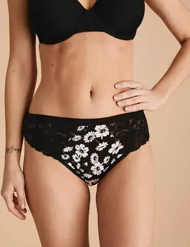 Трусы-хайлег с монохромным принтом Wildflower