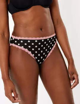 Трусы-хайлег с сеткой и кружевом (5 шт.)
