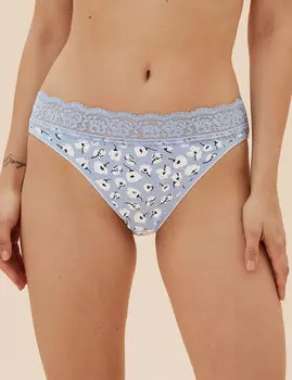 Трусы-хайлег с высокой посадкой и кружевной отделкой (5 шт)