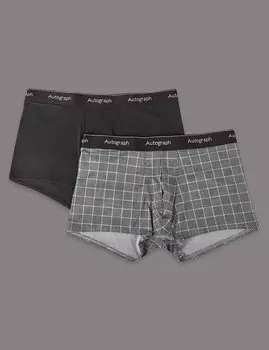 Трусы-хипсы из смесового волокна однотонные, в клетку