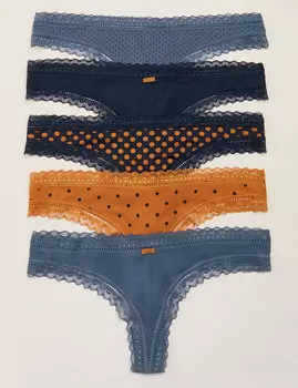 Трусы-танга из микрофибры и кружева (5 шт)