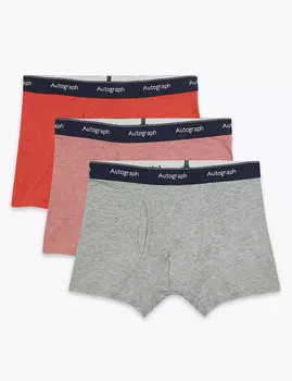 Трусы-транки хлопковые с контрастным поясом (3 шт.)
