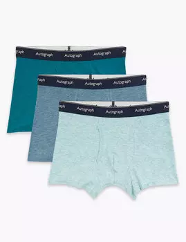 Трусы-транки хлопковые с контрастным поясом (3 шт.)