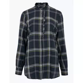 Туника из хлопка в клетку-рубашка с оборками, Marks&amp;Spencer