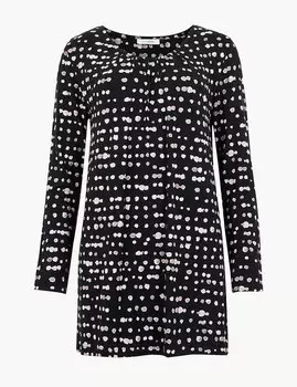 Туника с длинным рукавом в горошек