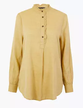 Удлиненная блузка с оборками