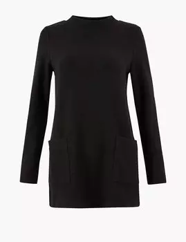 Удлиненная хлопковая туника с длинными рукавами