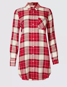 Удлиненная рубашка в клетку с длинным рукавом