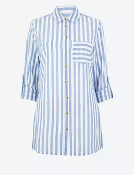 Удлиненная рубашка в полоску из 100%-го чистого хлопка