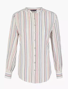 Удлиненная рубашка в полоску на пуговицах