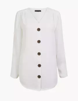 Удлиненная туника с контрастными пуговицами