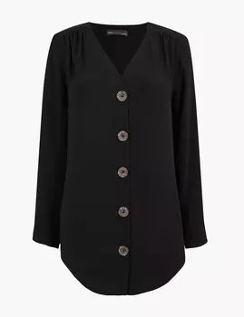 Удлиненная туника с контрастными пуговицами