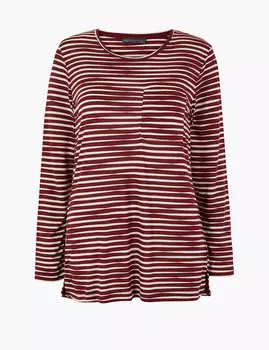 Удлиненная туника в полоску с длинным рукавом