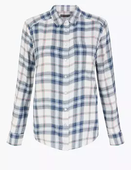 Удобная рубашка в клетку свободного кроя