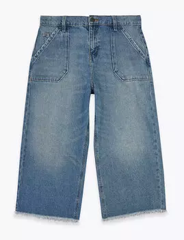 Укороченные хлопковые джинсы с широкими штанинами