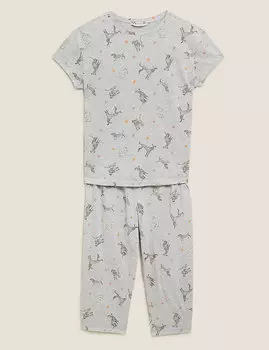 Укороченный пижамный комплект с принтом собаки