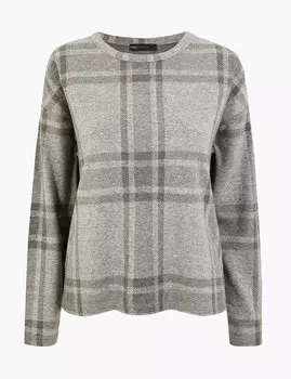 Уютная толстовка с круглым вырезом в клетку