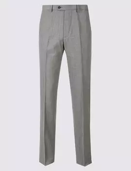 Узкие прямые брюки без защипов из смесовой шерстяной ткани