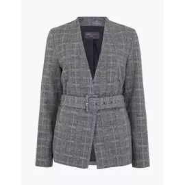 Узкий блейзер в клетку с поясом, Marks&amp;Spencer