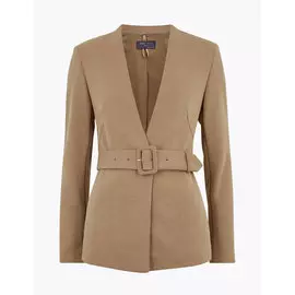 Узкий фактурный блейзер из джерси с поясом, Marks&amp;Spencer