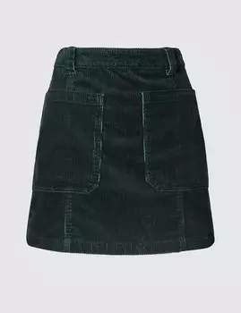 Вельветовая мини-юбка с накладными карманами