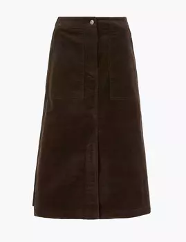 Вельветовая юбка А-силуэта миди