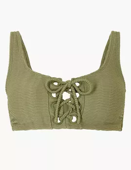 Верх купальника: фактурный бикини-топ с шнуровкой