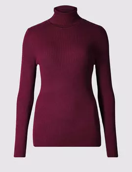 Водолазка в рубчик с высокой горловиной