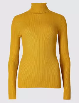 Водолазка в рубчик с высокой горловиной