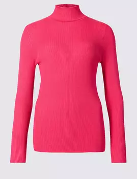 Водолазка в рубчик с высокой горловиной