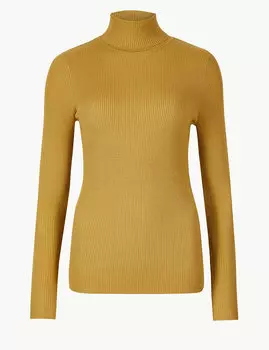 Водолазка в рубчик с высокой горловиной