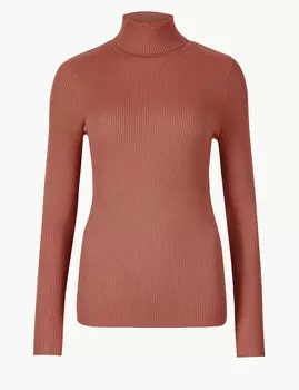 Водолазка в рубчик с высокой горловиной