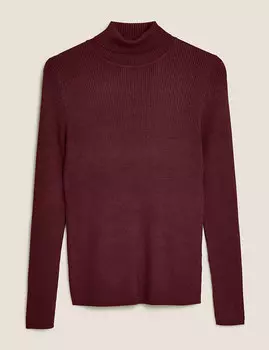 Водолазка в рубчик с высокой горловиной