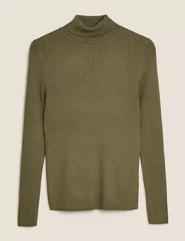 Водолазка в рубчик с высокой горловиной