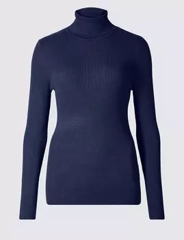 Водолазка в рубчик с высокой горловиной