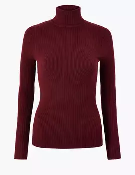 Водолазка в рубчик с высокой горловиной